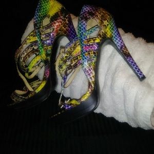 Nadara rainbow strappy heel